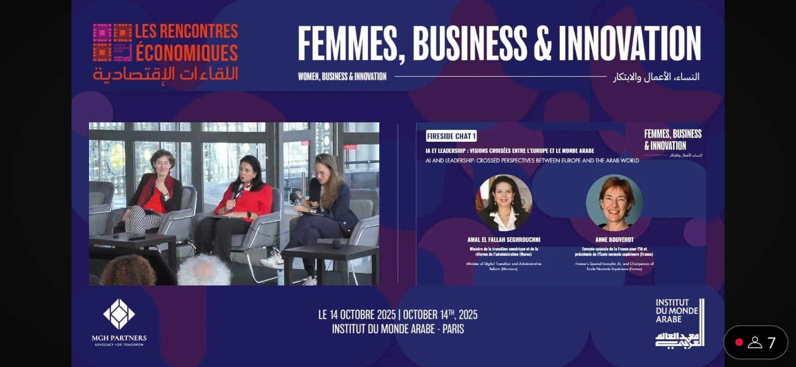 Madame la Ministre a pris part à la seizième édition des Rencontres Économiques du Monde Arabe, organisée à l’Institut du Monde Arabe à Paris.