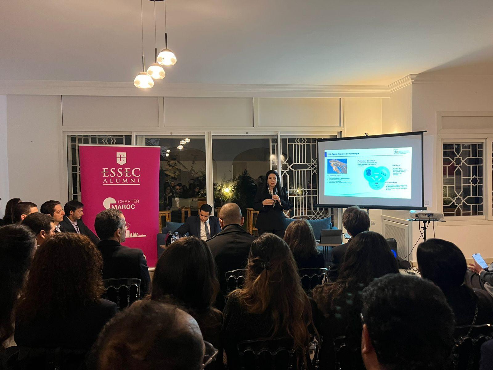 Madame la Ministre a donné une conférence sous le thème « Le Maroc face à l’IA : Opportunités, cadres et enjeux », organisée par ESSEC Alumni Maroc x Maison des Alumni.