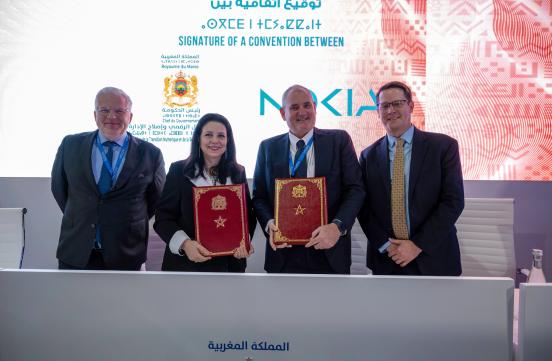 En marge de la 3ᵉ édition du salon Gitex Africa, Mme la Ministre Amal El Fallah Seghrouchni, et M. Pierre Chaume, Vice-Président chez Nokia, ont procédé à la signature d’un mémorandum d’entente, le Mardi 15 Avril 2025.