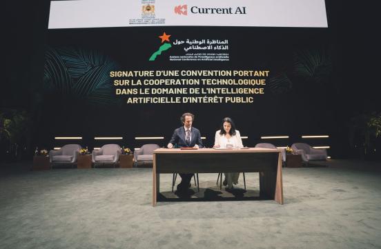 Madame la Ministre a signé une convention de coopération avec Monsieur Martin Tisné « Current AI », portant sur le développement technologique de l’intelligence artificielle d’intérêt public.